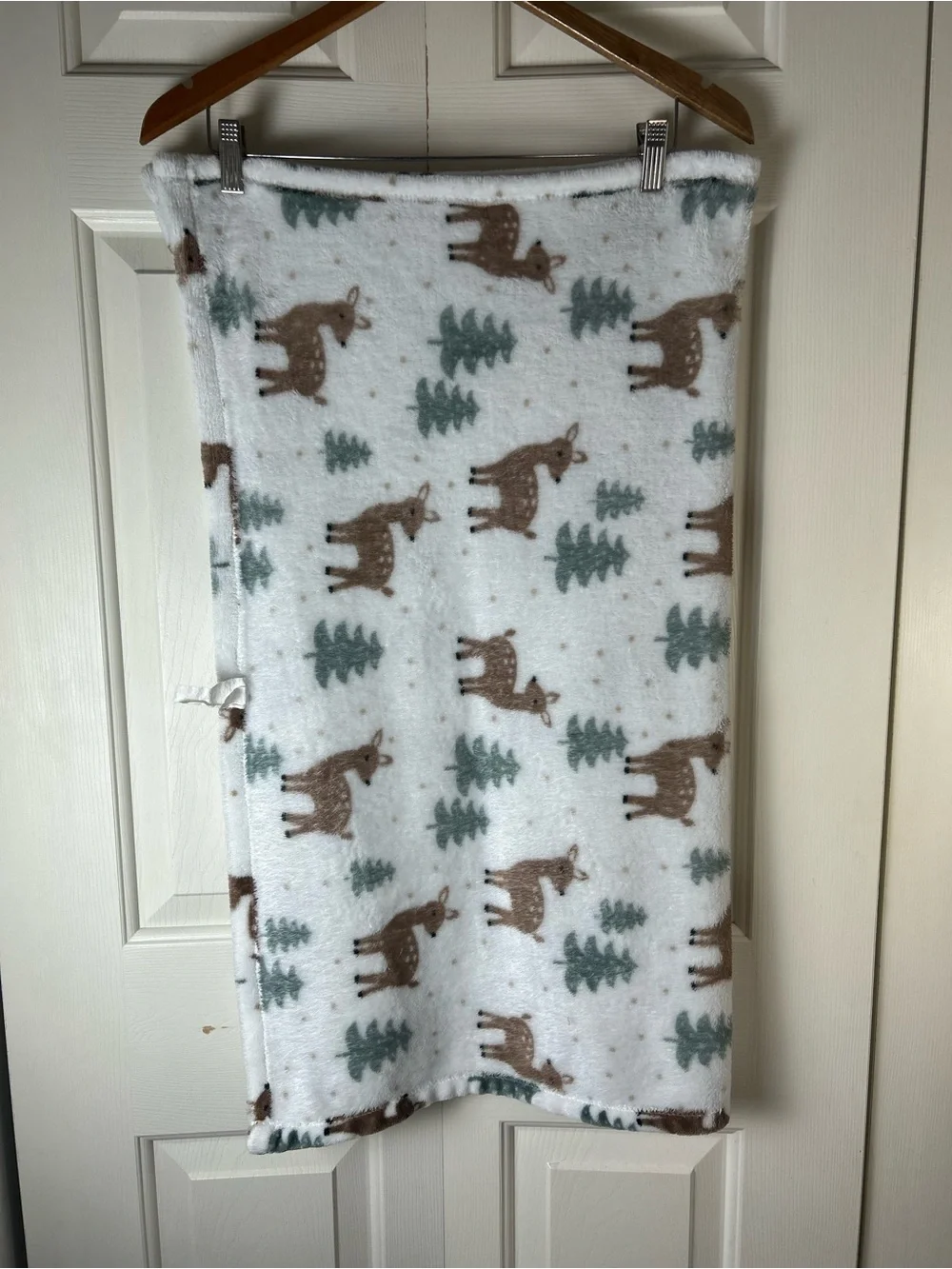 Parent's Choice Deer Tree Baby Blanket Fawn White Brown Green Polka Dots